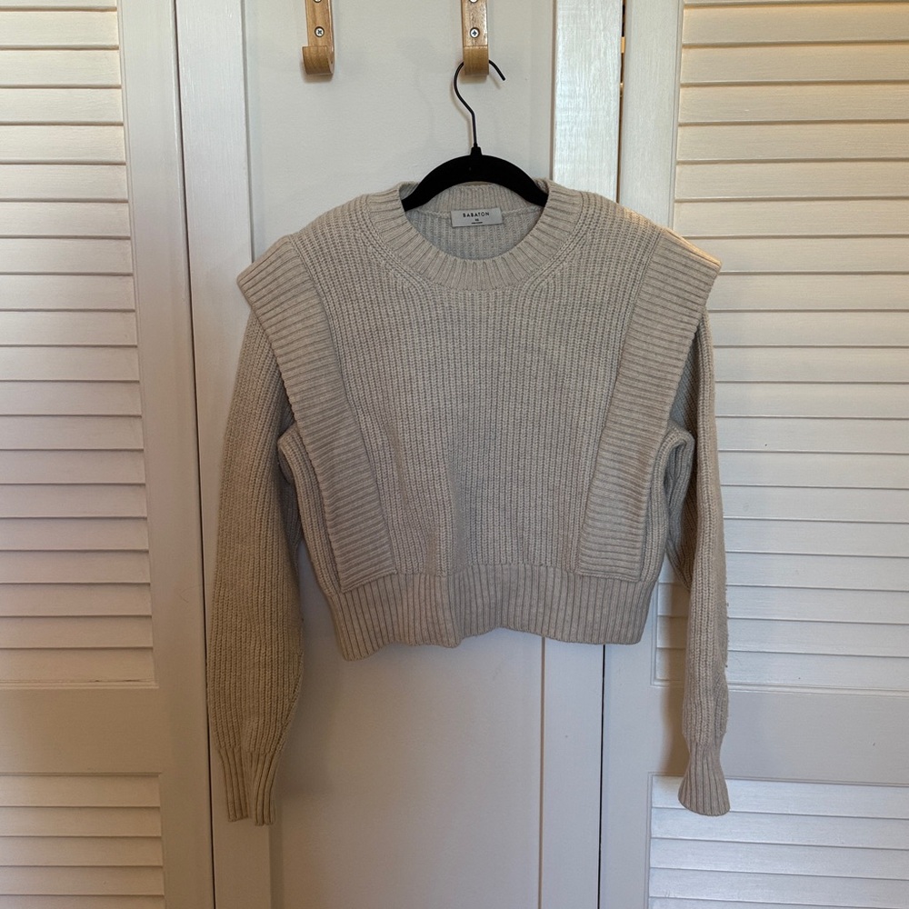 ARITZIA Wool Beige Ribbed Knit Sweater